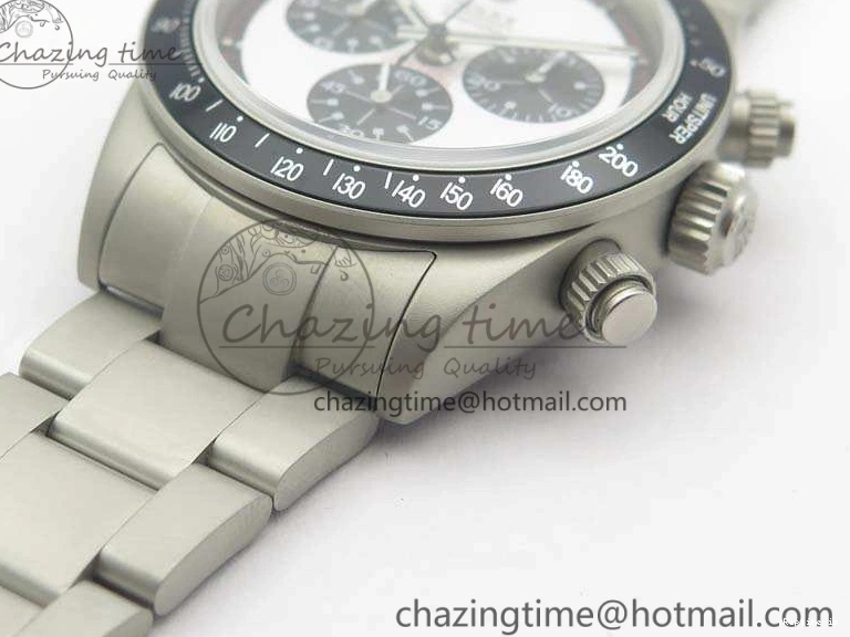 1225 Daytona Newman Sandblasted SS White Black Dial On SS Bracelet A Functional 3522